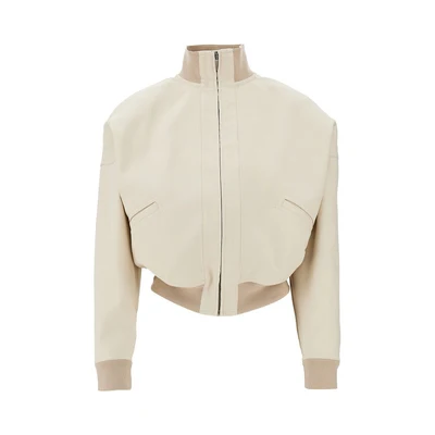 oversized shoulders cotton bomber jacket