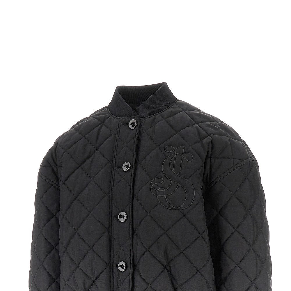 JIL SANDER 38 diamond-quilted twill padded bomber jacket
