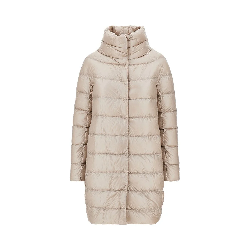 dora ultralight nylon midi down jacket