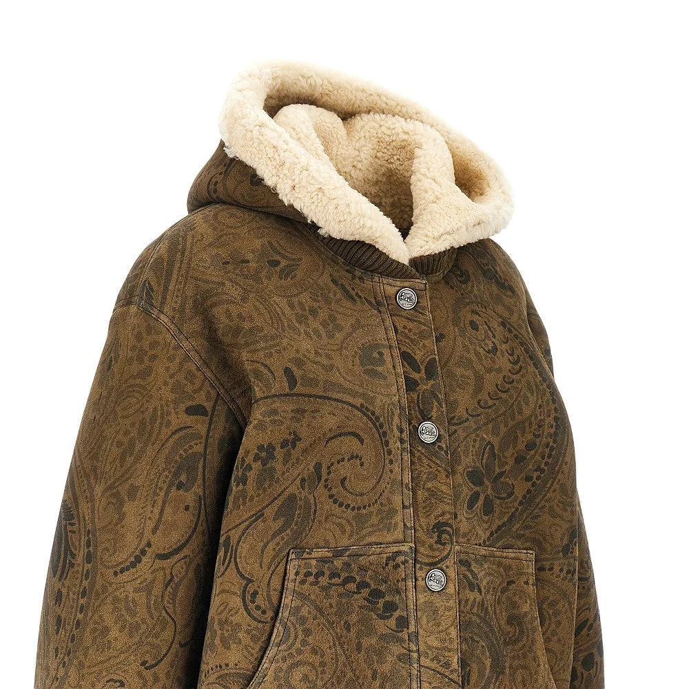 ETRO 40 leather jacket with paisley motif