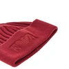 knitted beanie hat with logo embroidery