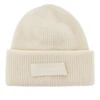 knitted beanie hat with gros-grain logo