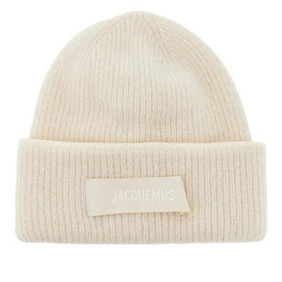 knitted beanie hat with gros-grain logo