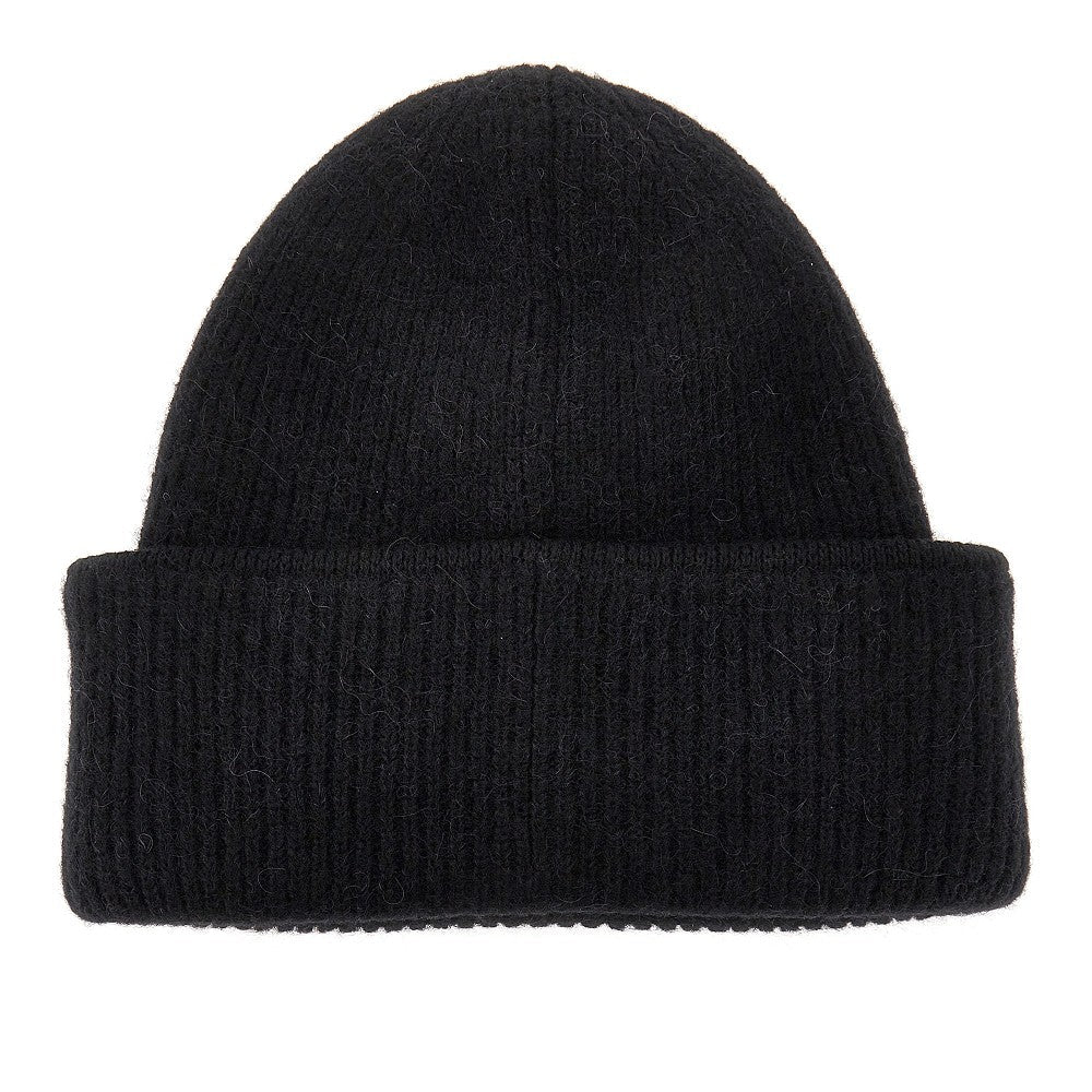 knitted beanie hat with gros-grain logo