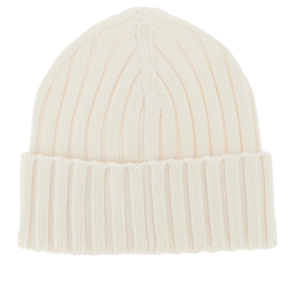 wool beanie hat with logo patch
