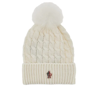 wool beanie hat with fur pompom