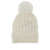 wool beanie hat with fur pompom