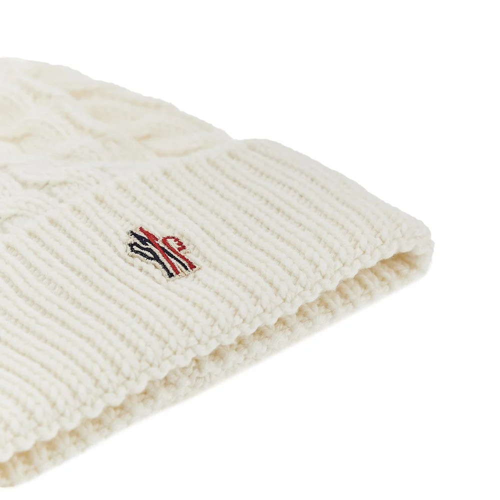 wool beanie hat with fur pompom