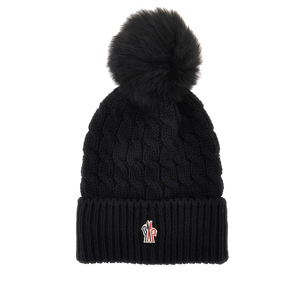 MONCLER GRENOBLE OS wool beanie hat with fur pompom