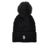 wool beanie hat with fur pompom