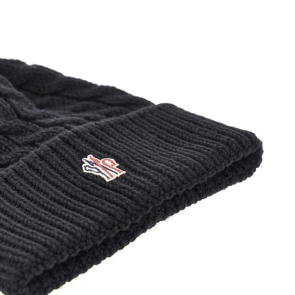 wool beanie hat with fur pompom