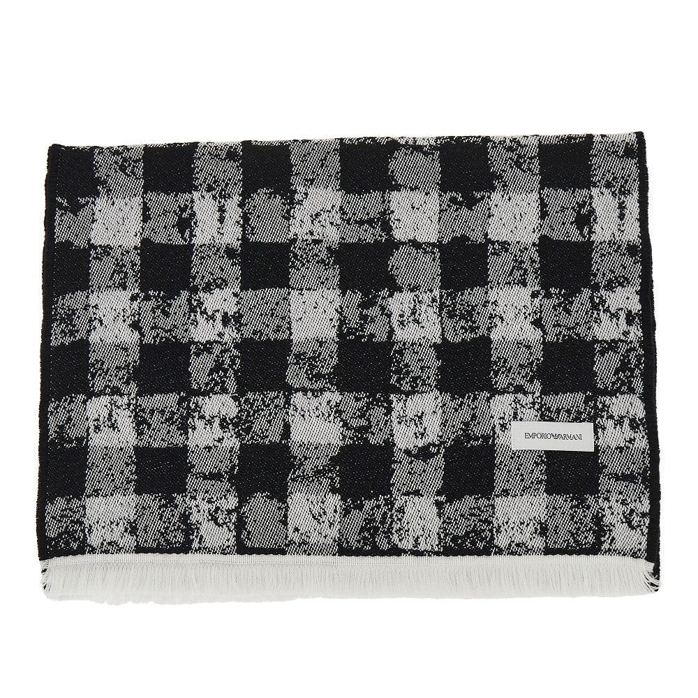 EMPORIO ARMANI OS knitted scarf with check motif