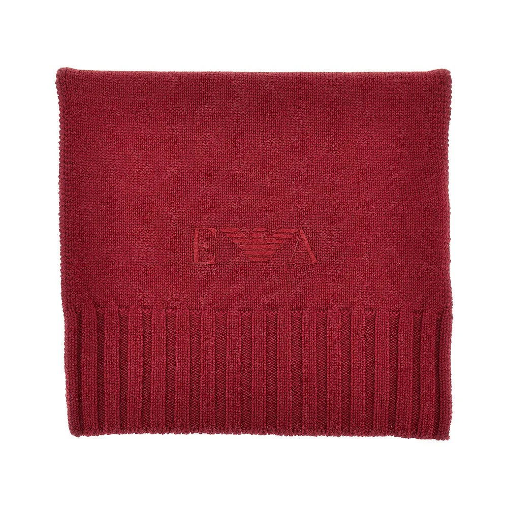 wool scarf with logo embroidery