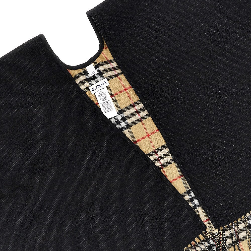 check wool reversible cape