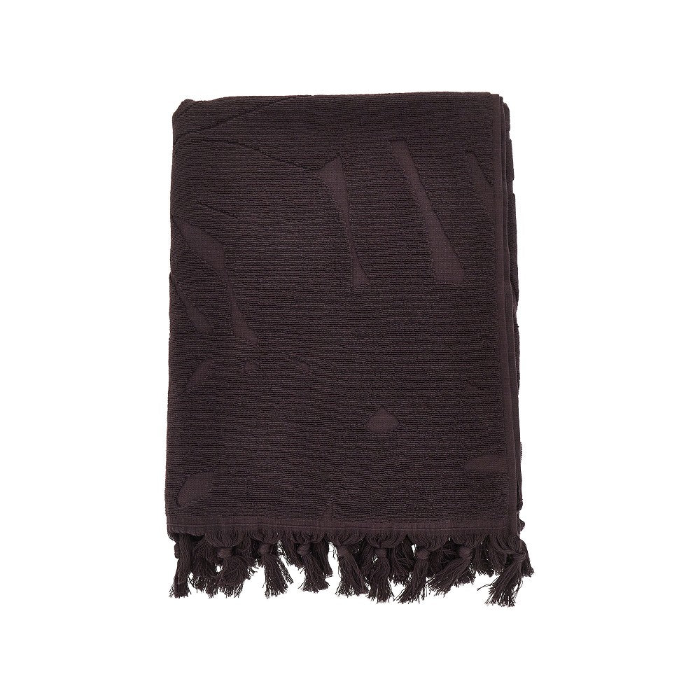 EMPORIO ARMANI OS jacquard foliage motif beach towel