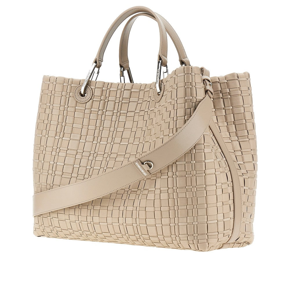 EMPORIO ARMANI OS woven nylon medium shopping bag