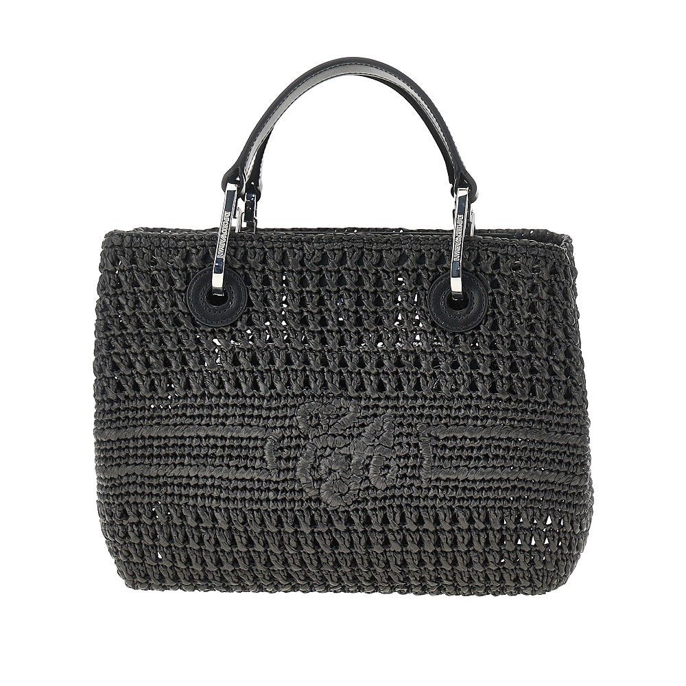 EMPORIO ARMANI OS woven raffia small myea bag