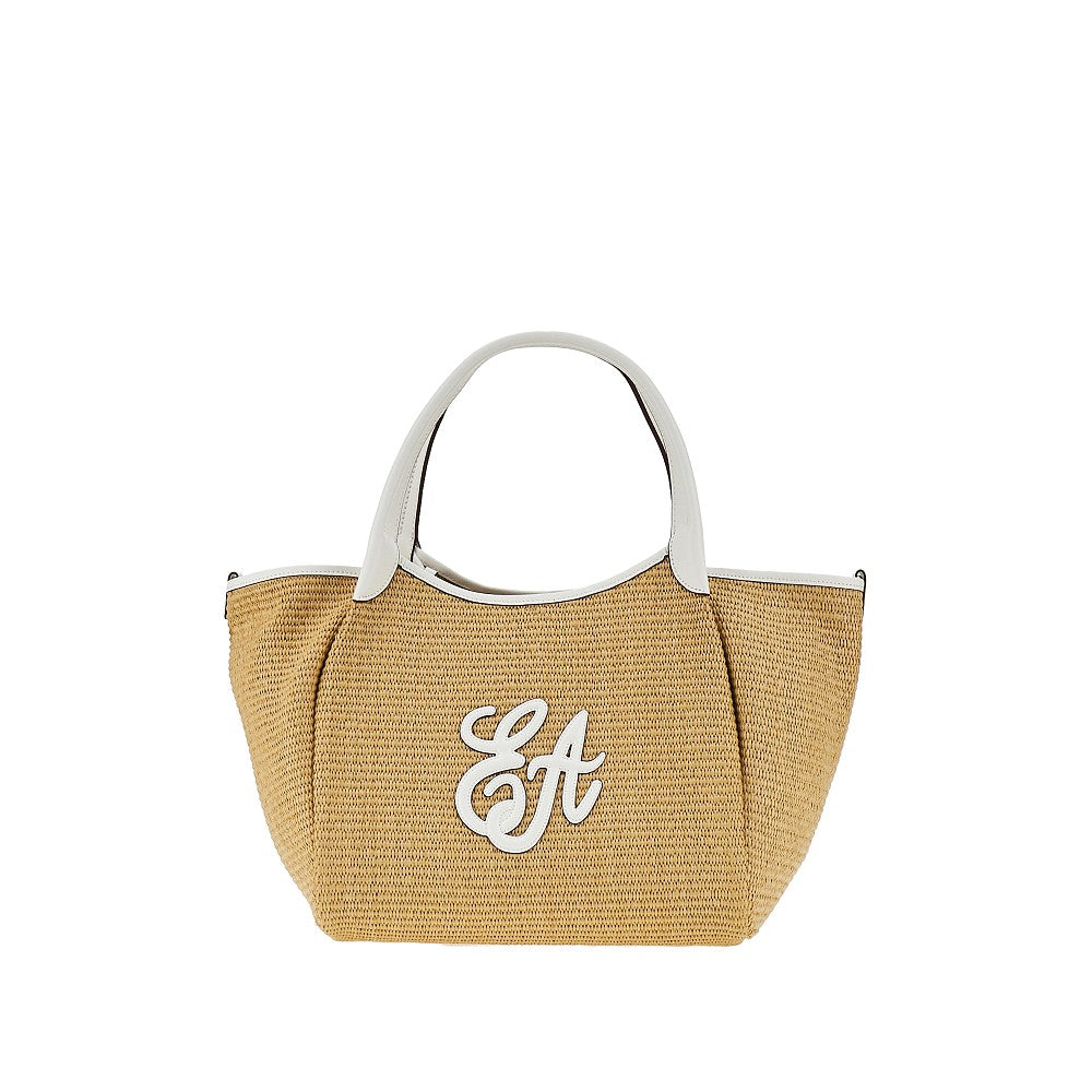 EMPORIO ARMANI OS synthetic raffia medium shopping bag