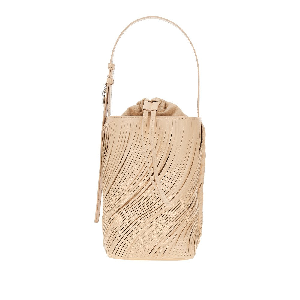 EMPORIO ARMANI OS fringed cut leather bucket bag