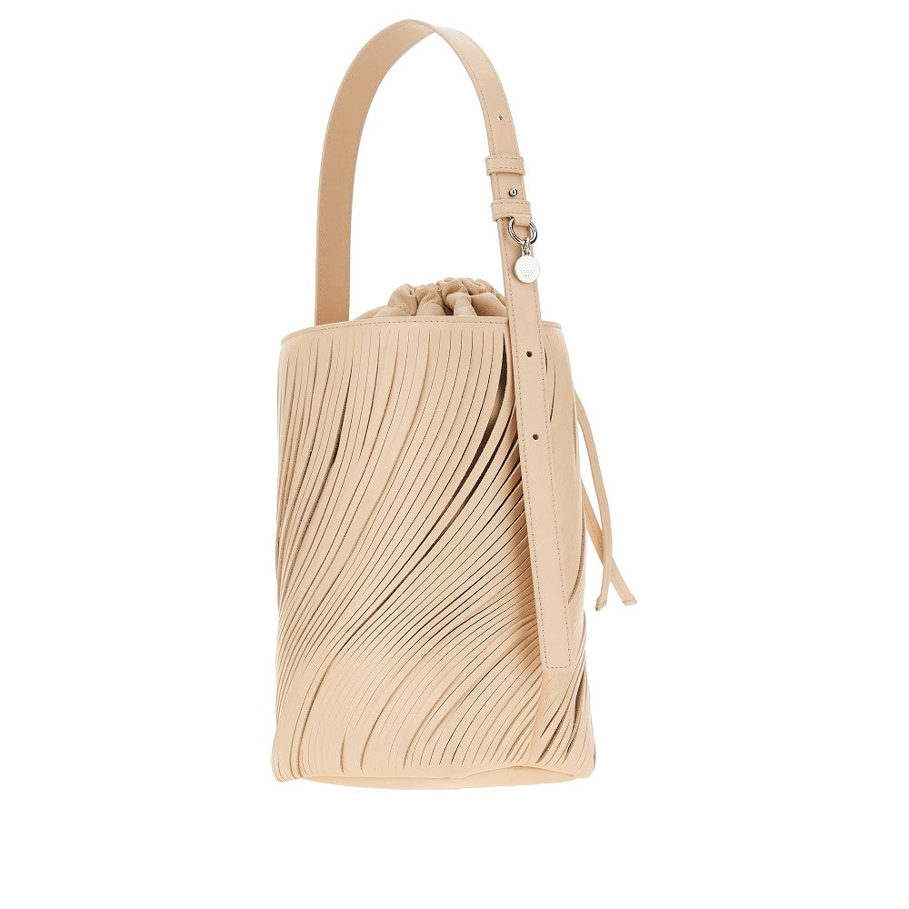 EMPORIO ARMANI OS fringed cut leather bucket bag