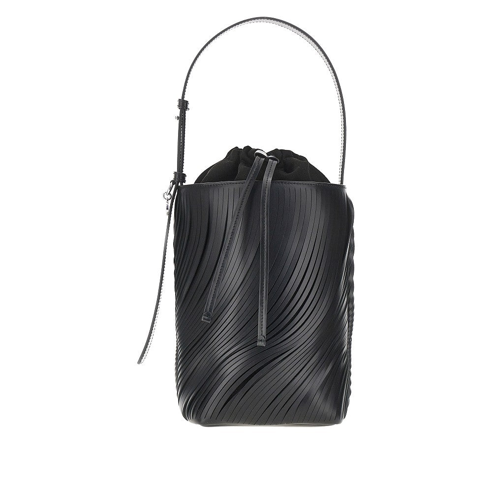 EMPORIO ARMANI OS fringed cut leather bucket bag