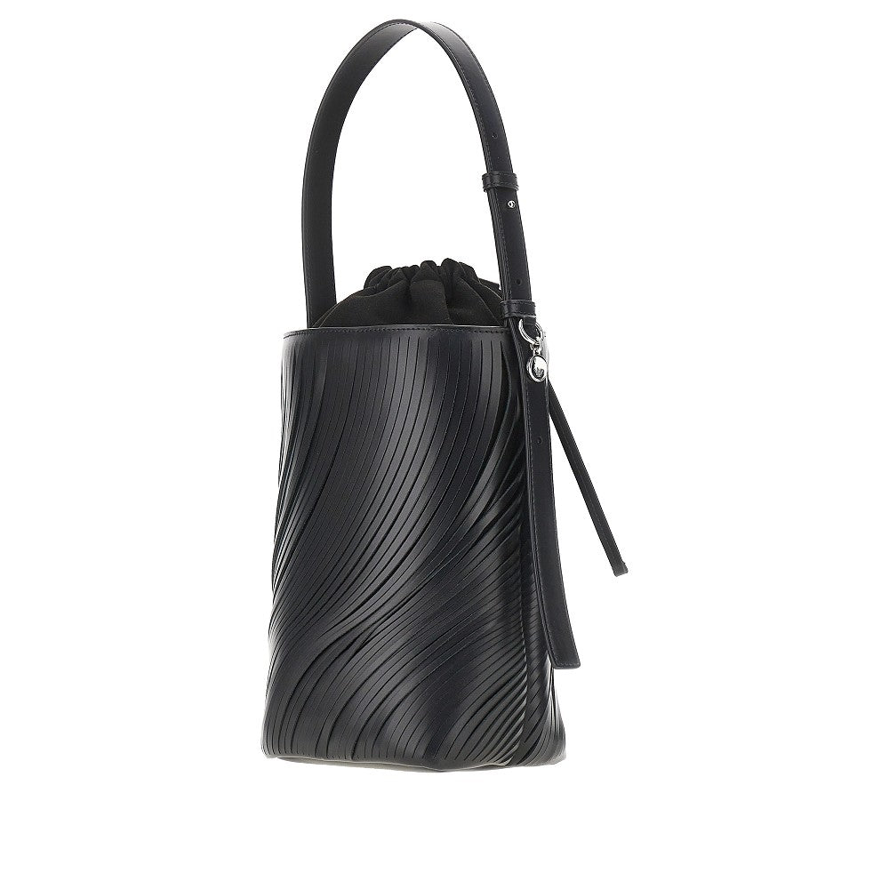 EMPORIO ARMANI OS fringed cut leather bucket bag
