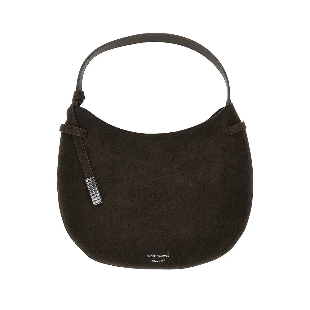 EMPORIO ARMANI OS suede leather hobo bag