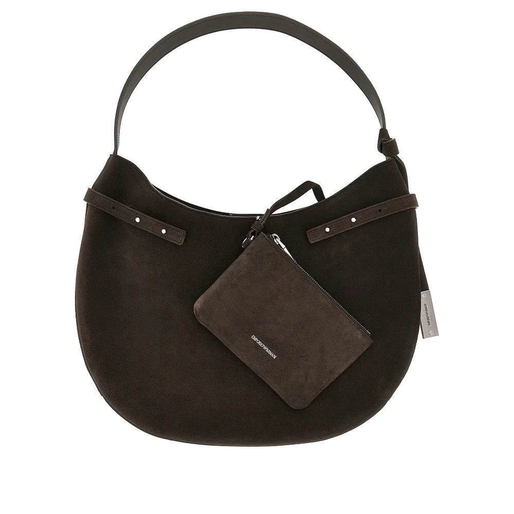 EMPORIO ARMANI OS suede leather hobo bag