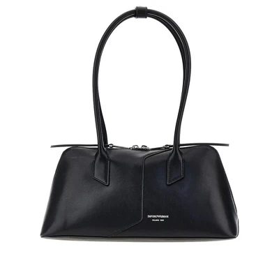 leather shoulder bag with lettering logo