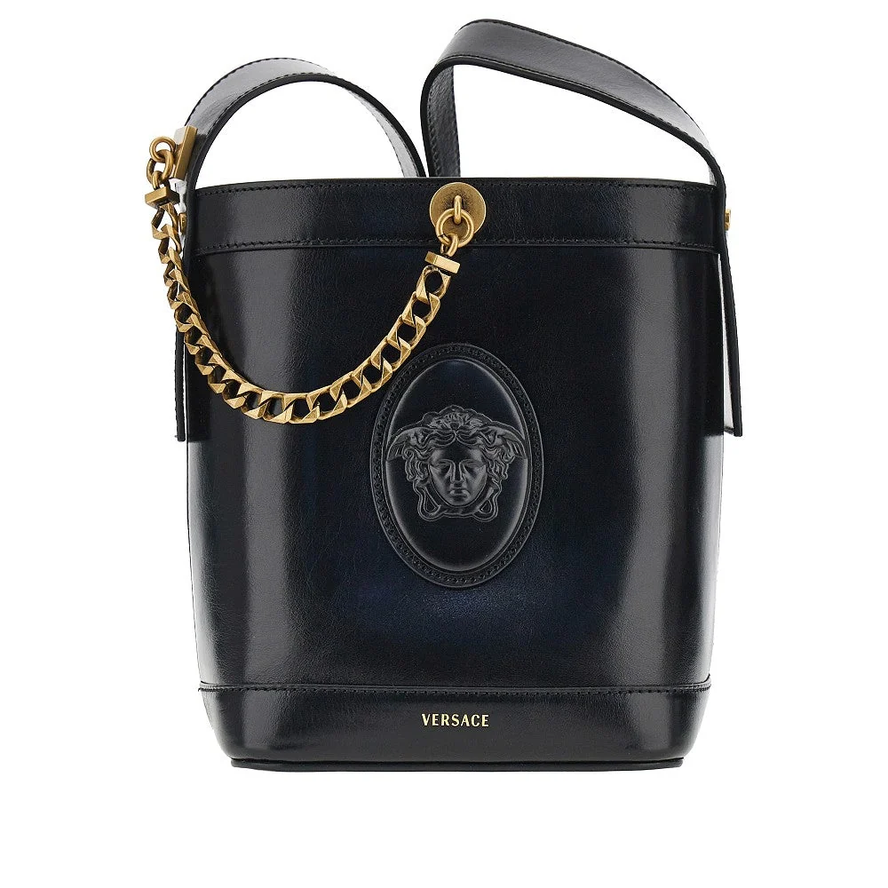 VERSACE OS leather bucket bag with medusa patch