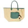 leather and raffia shopping bag