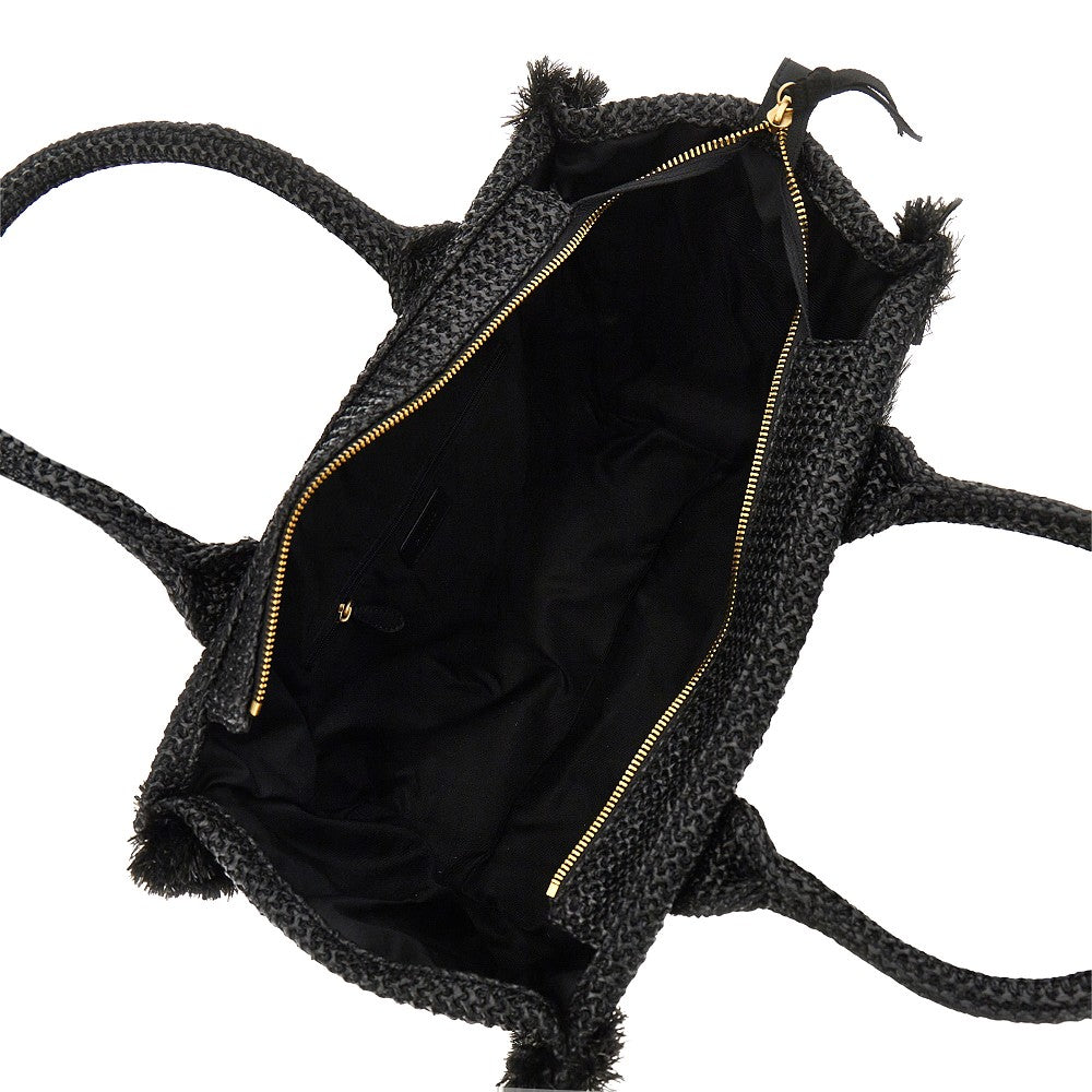 faux raffia shopping bag with logo