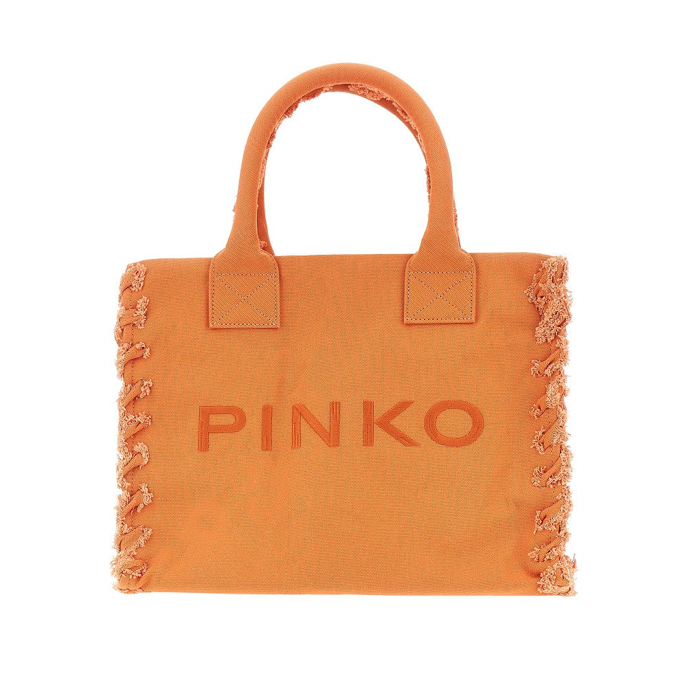 PINKO OS canvas medium beach shopping bag