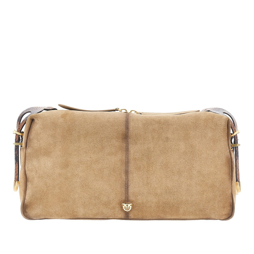 PINKO OS suede leather large keeper shoulder bag