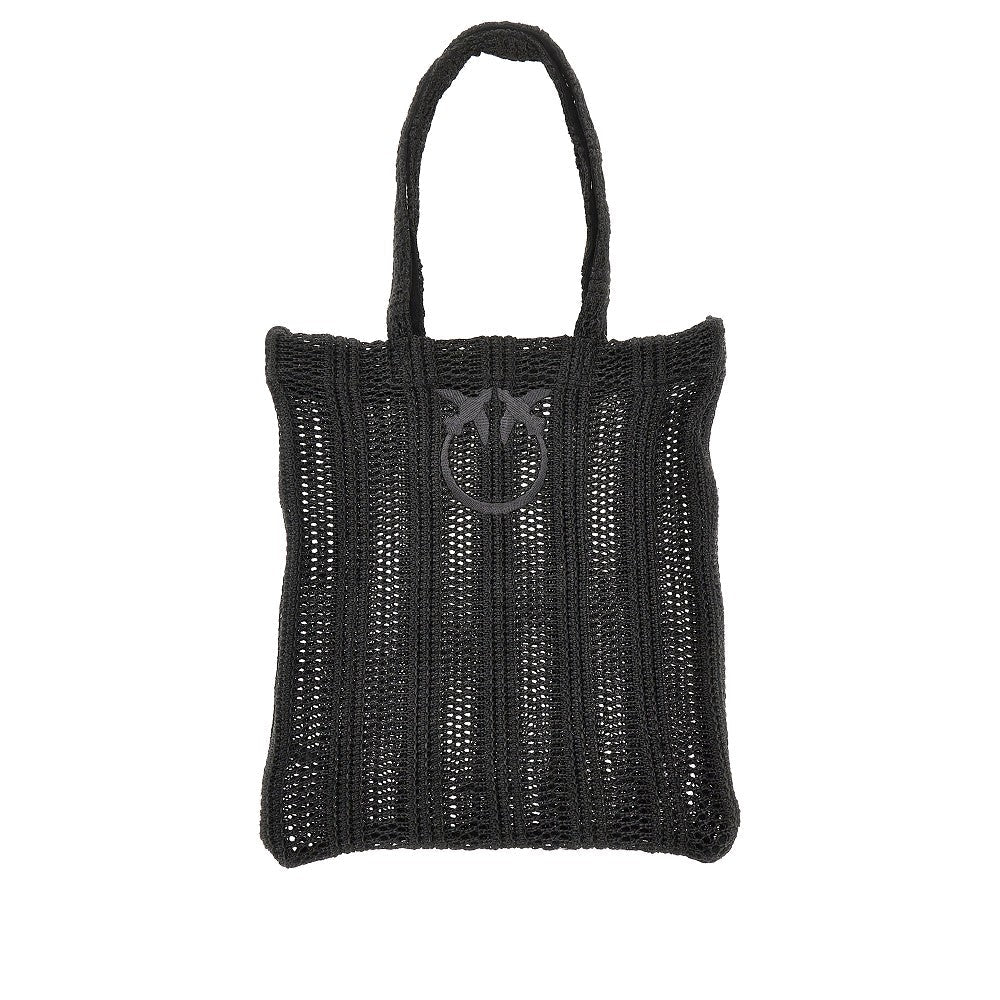 PINKO OS medium faux raffia easy tote bag
