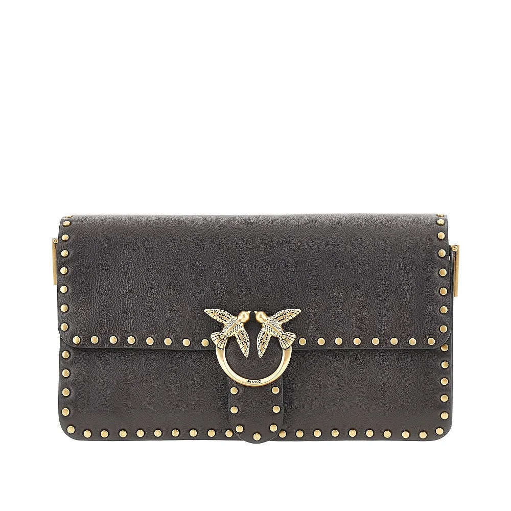 PINKO OS love one slouchy leather bag with studs