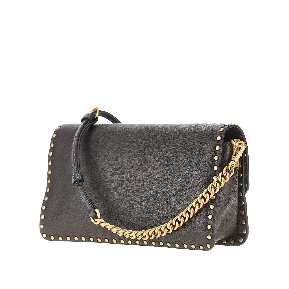 PINKO OS love one slouchy leather bag with studs