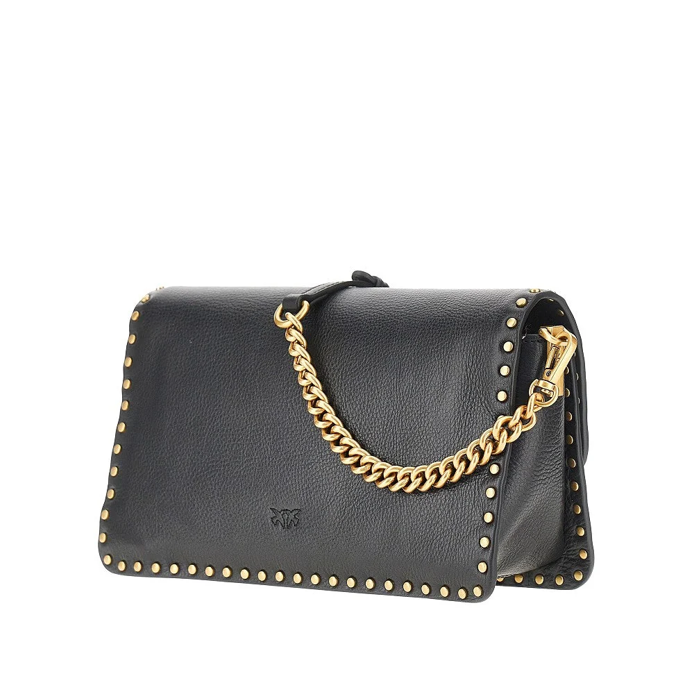 PINKO OS love one slouchy leather bag with studs