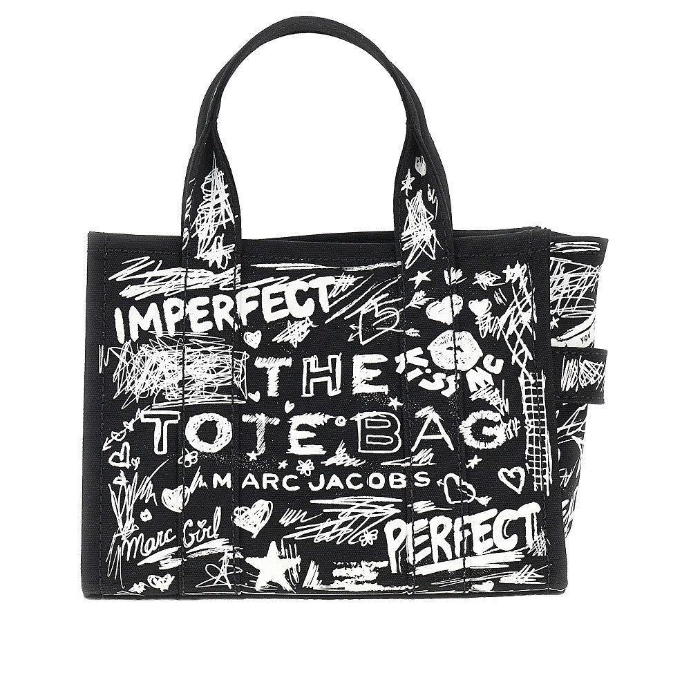 MARC JACOBS OS the punk scribble small canvas tote bag