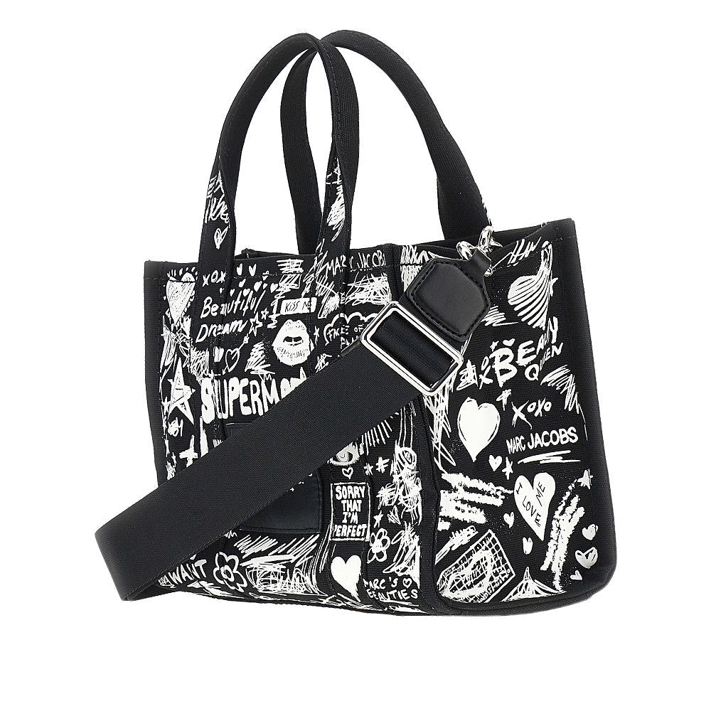 the punk scribble small canvas tote bag