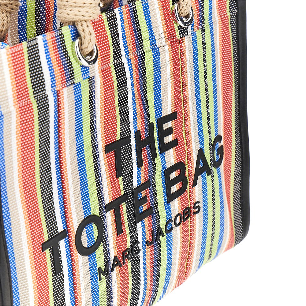 striped mesh large tote bag