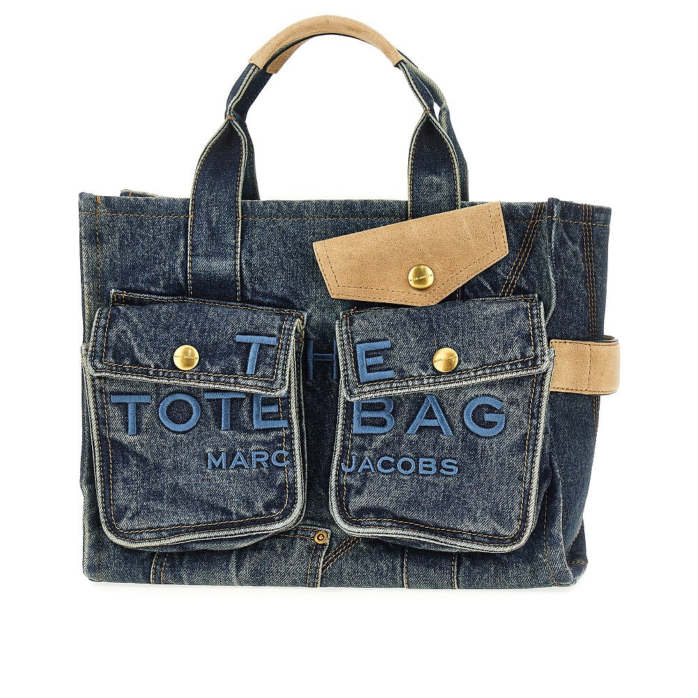MARC JACOBS OS denim and suede medium cargo tote bag