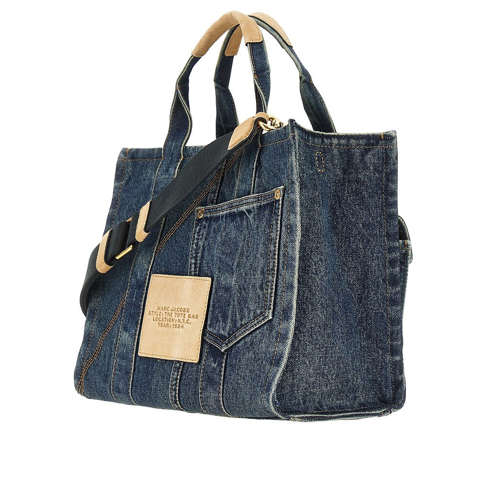 MARC JACOBS OS denim and suede medium cargo tote bag