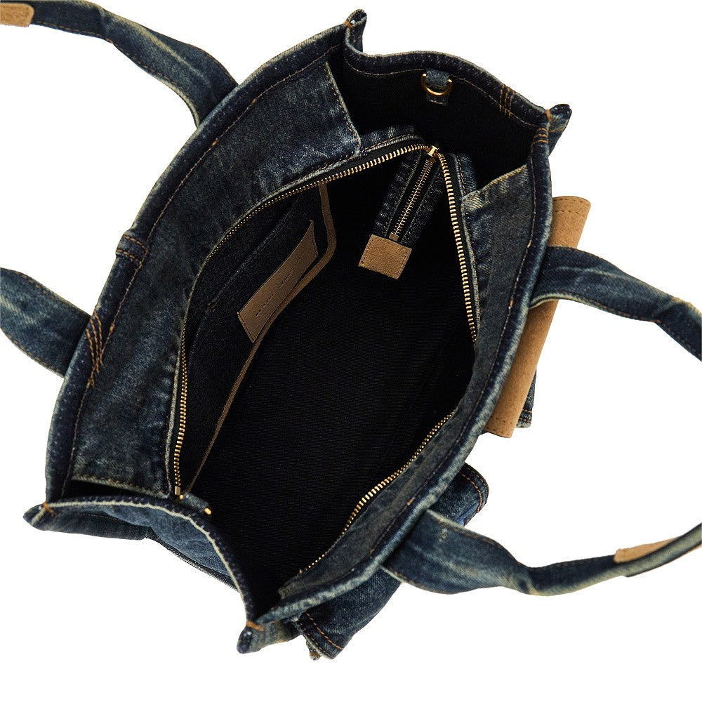 denim and suede medium cargo tote bag