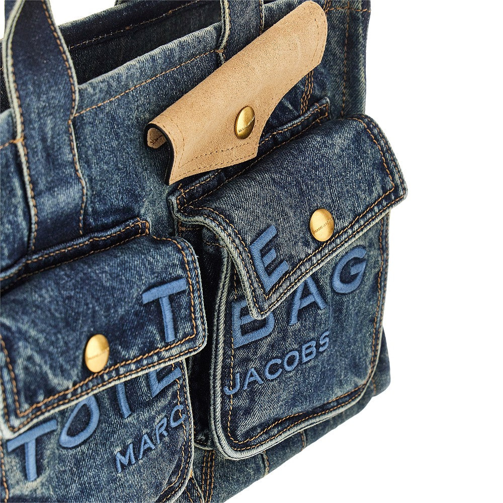 denim and suede medium cargo tote bag