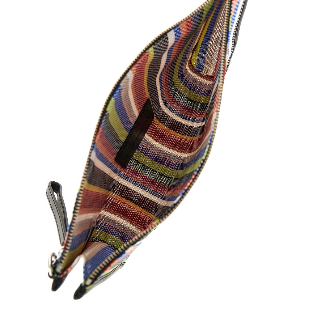 striped mesh pouch