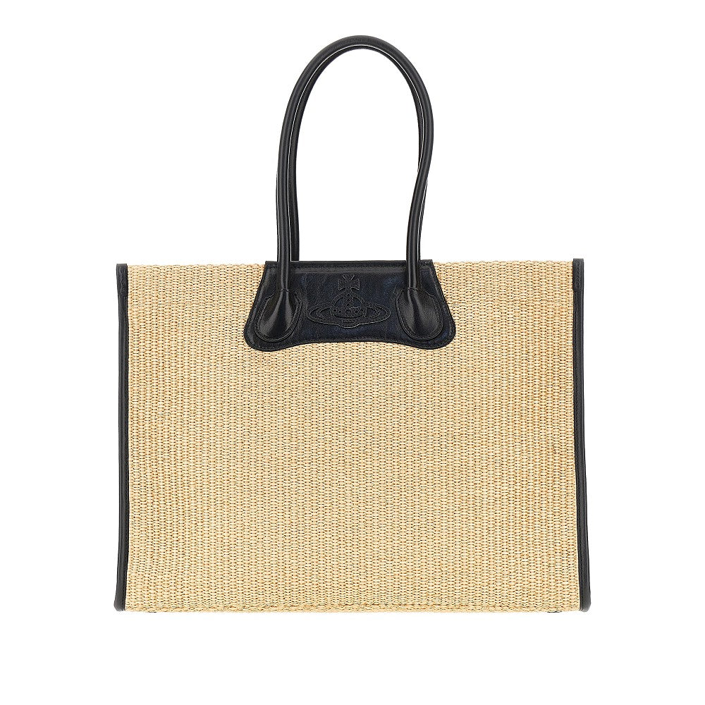 VIVIENNE WESTWOOD OS troy weaved raffia tote bag