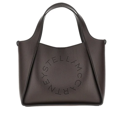 grained vegan leather stella logo bag