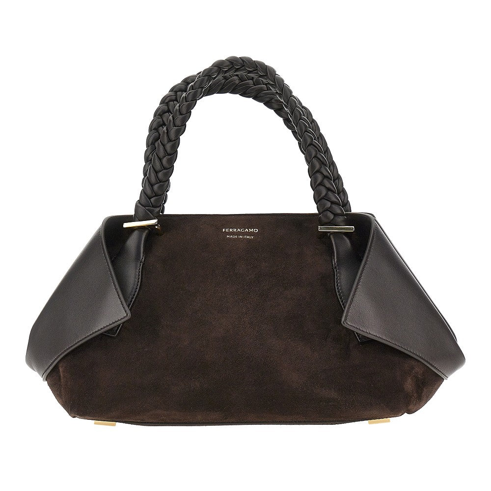 leather hand bag with logo