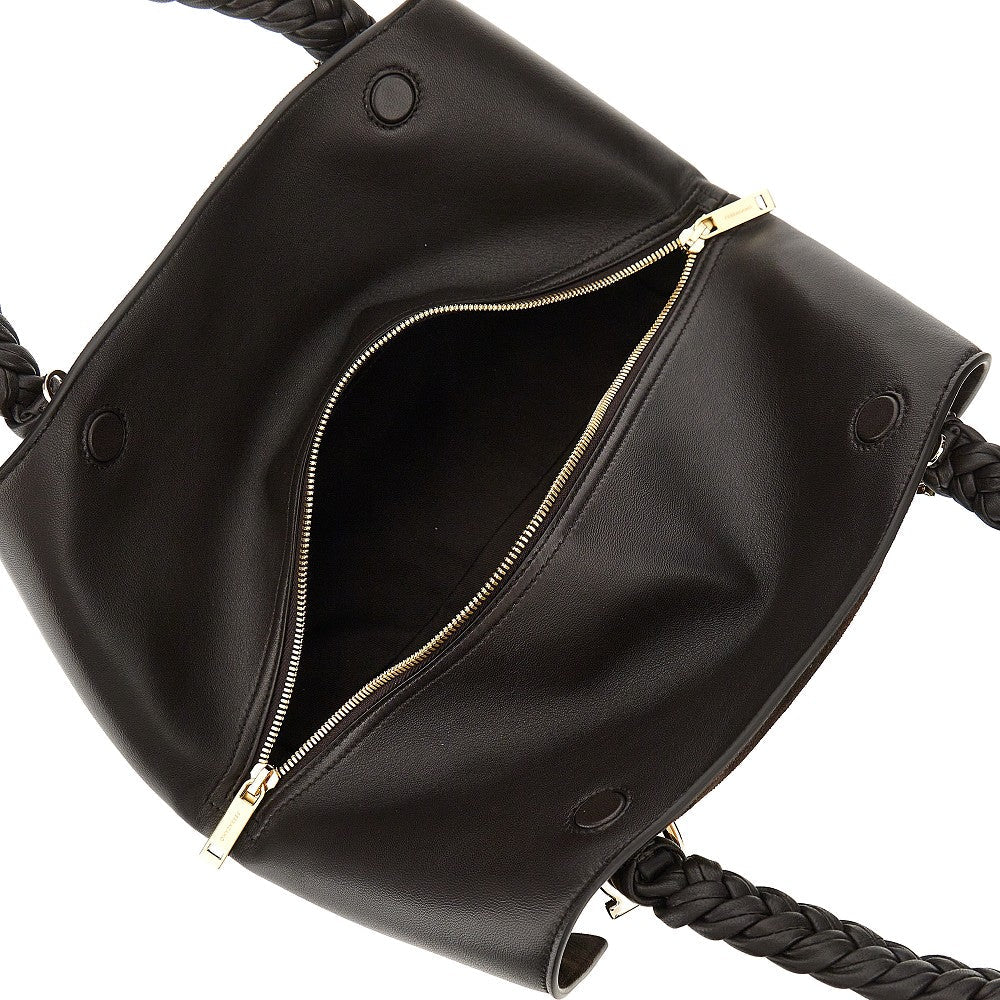 leather hand bag with logo